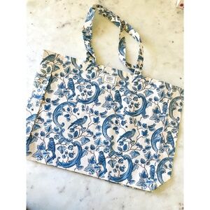 Sezane x Antoinette Poisson Blue Bird Floral Tote Bag